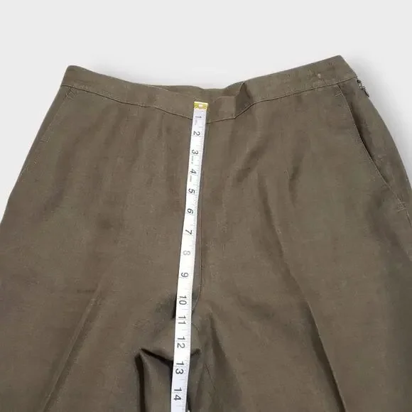 Talbots Petites Irish Linen Trouser Pants Green Sz 8P Straight Leg Career Work - Picture 9 of 10